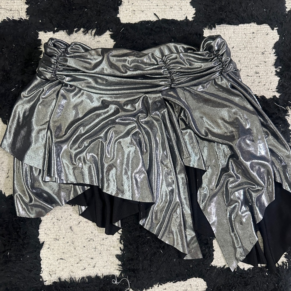 Urban Outfitters Silver Asymmetrical Ruched Mini Skirt